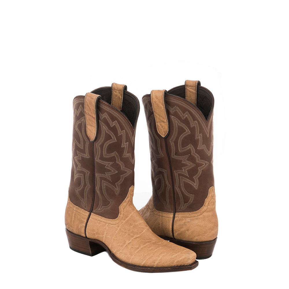 MENS TAN ELEPHANT/BROWN ANALINE COWBOY BOOT