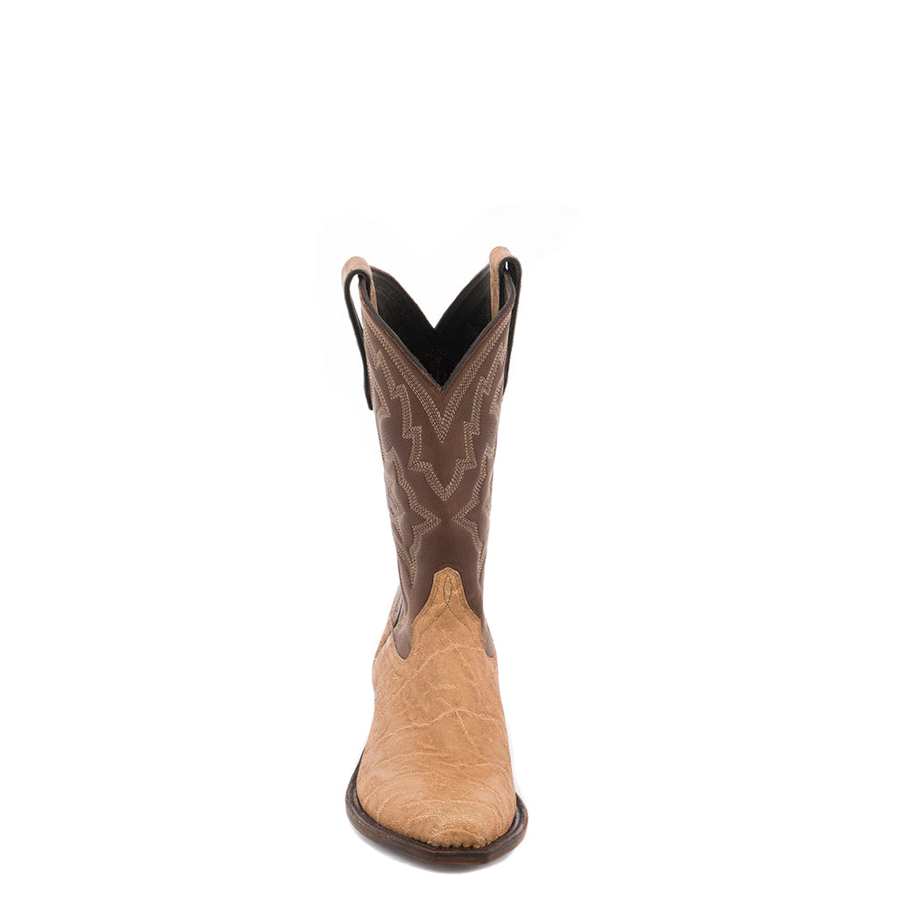 MENS TAN ELEPHANT/BROWN ANALINE COWBOY BOOT