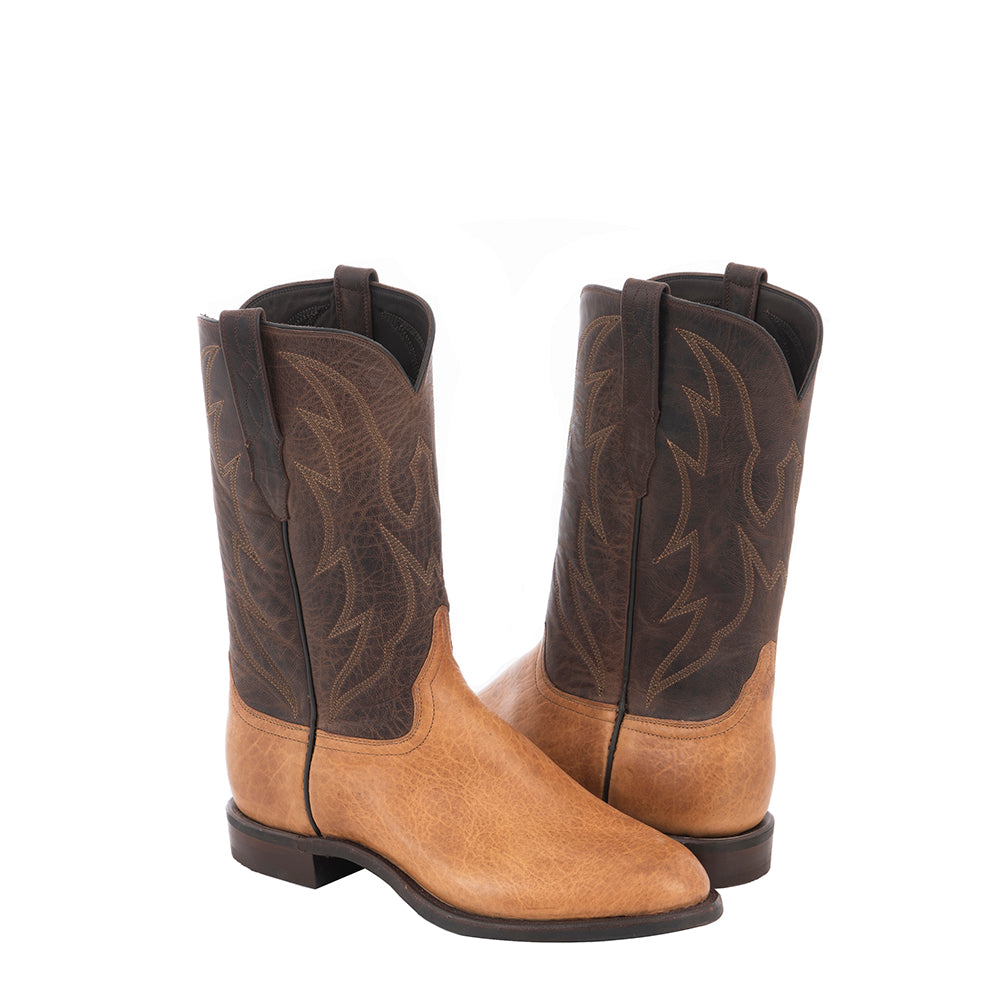 Men's Roper 12-2 Honey Bison/Tobac Goat Crown Stitch