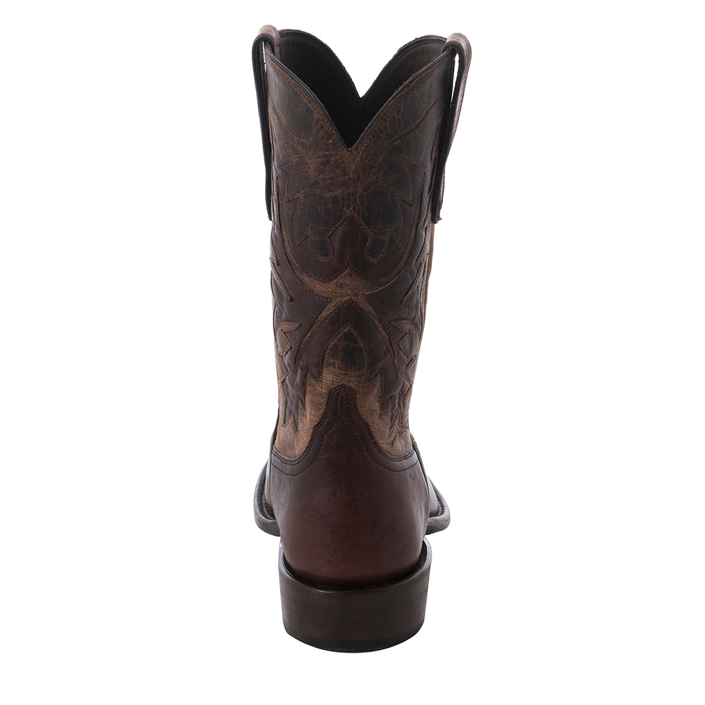 Men's 12" Mocha Bison Canella Goat Fern Inlay Cowboy Boot