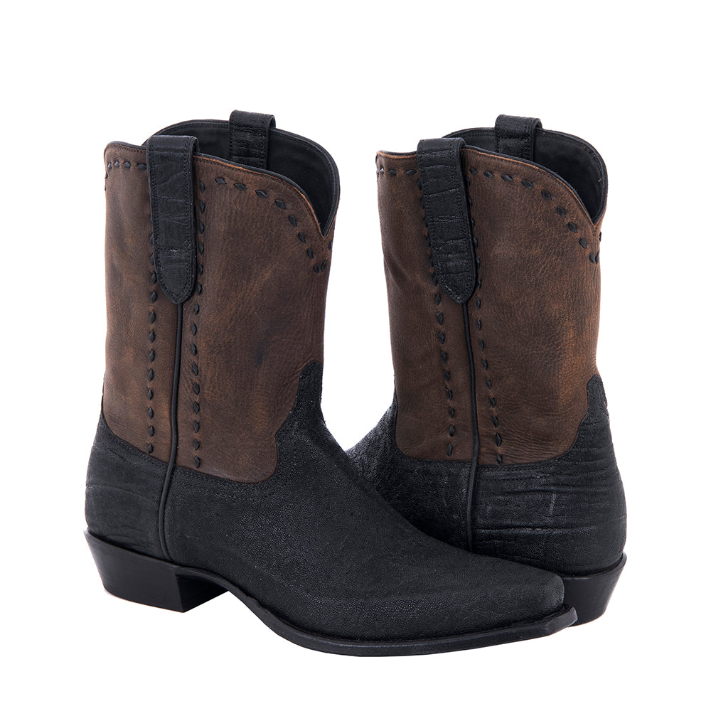 Men's 10" Cowboy Black Elephant Brn Black Buckstitch