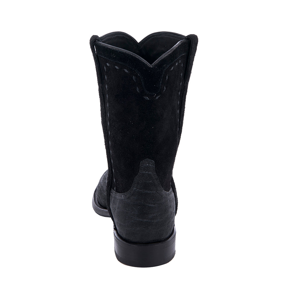 Men's Roper 10" Black Elephant Black Roughout Black Buckstitch