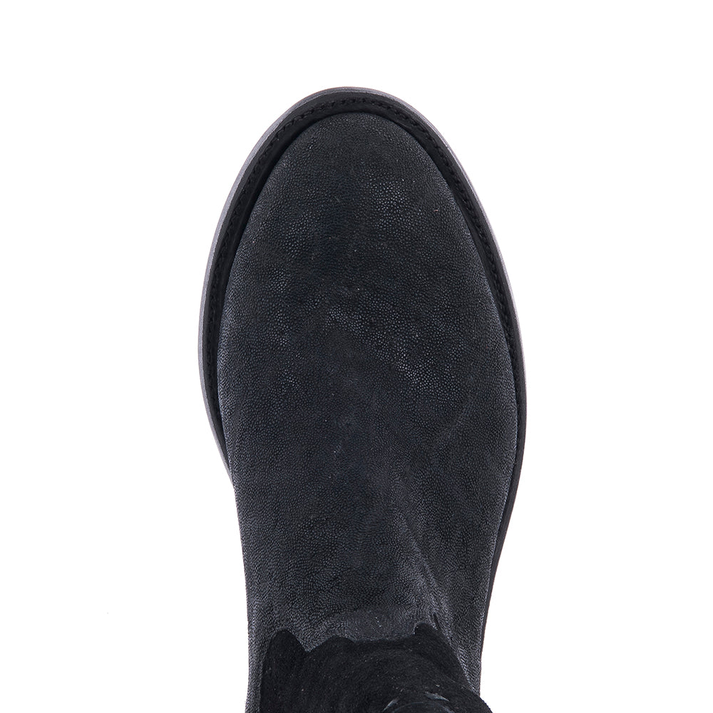 Men's Roper 10" Black Elephant Black Roughout Black Buckstitch