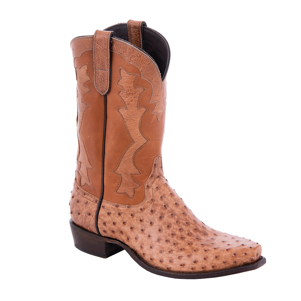 Men's 12" Cowboy Brandy BC FQ Ostrich GP Inlay