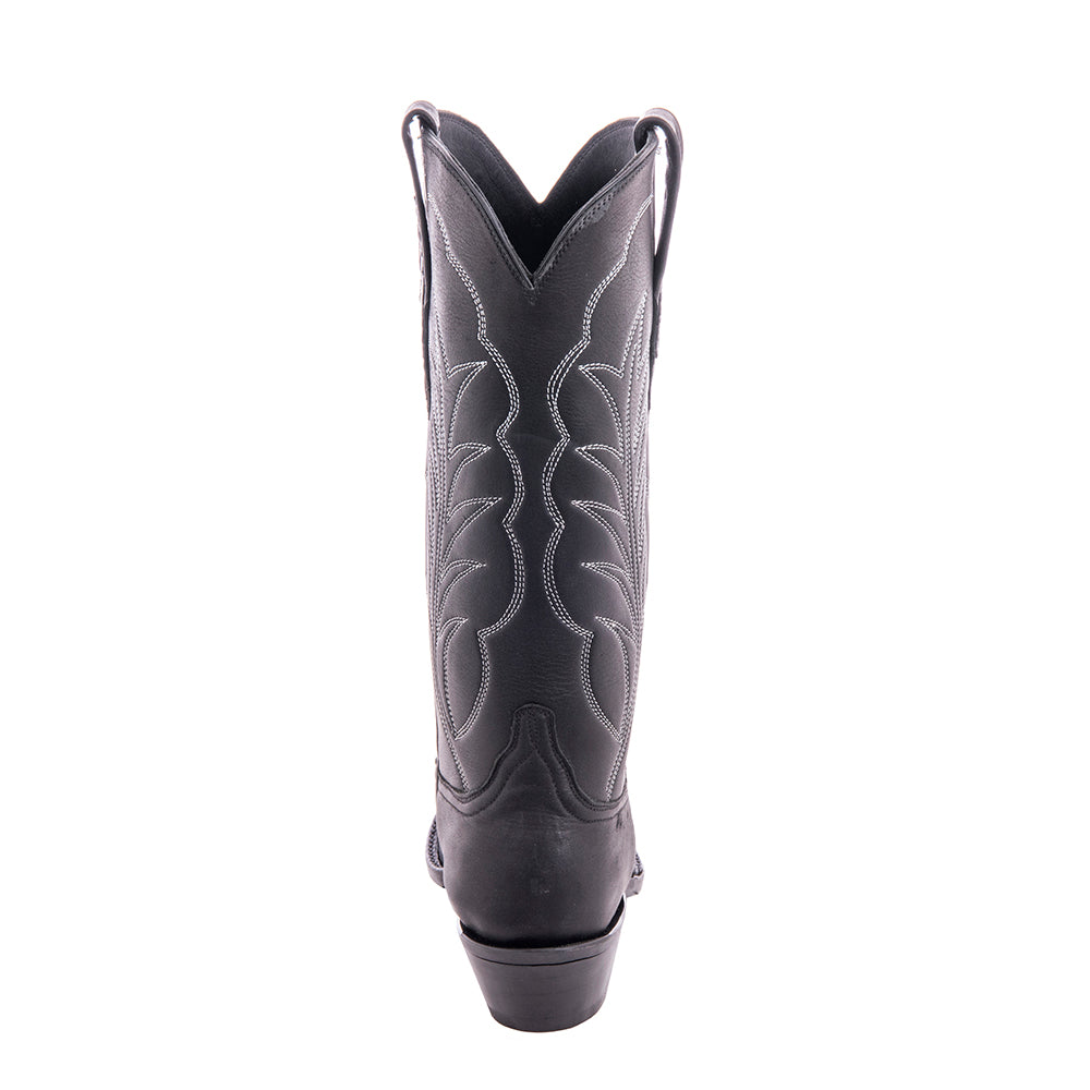 Ladies 13-2 Black Aniline White Winn Stitch No Bug Cowboy Boot