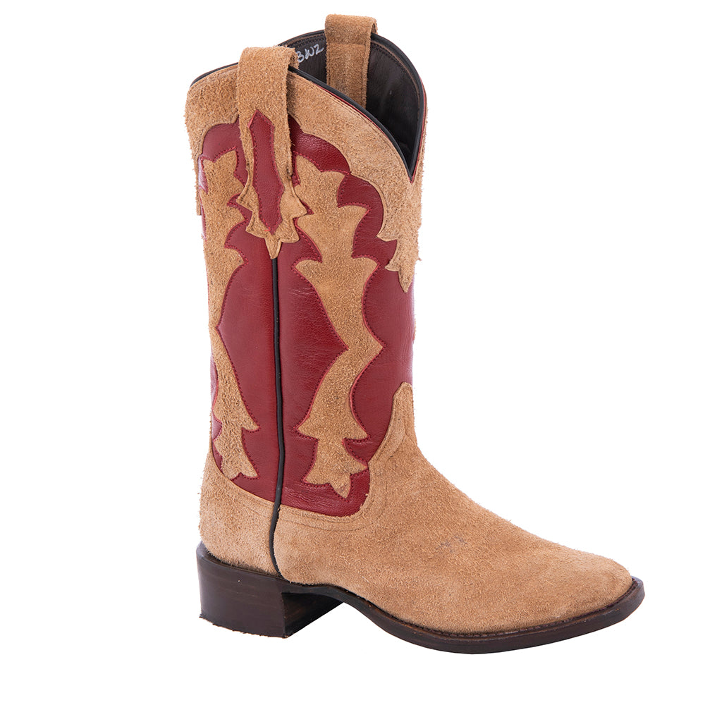 Ladies Cowboy 12" Tan Roughout Red Upper GP Inlay