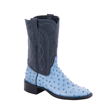 Ladies Cowoby 10" Denim Bruciato FQ Ostrich Navy Smooth Ostrich Upper