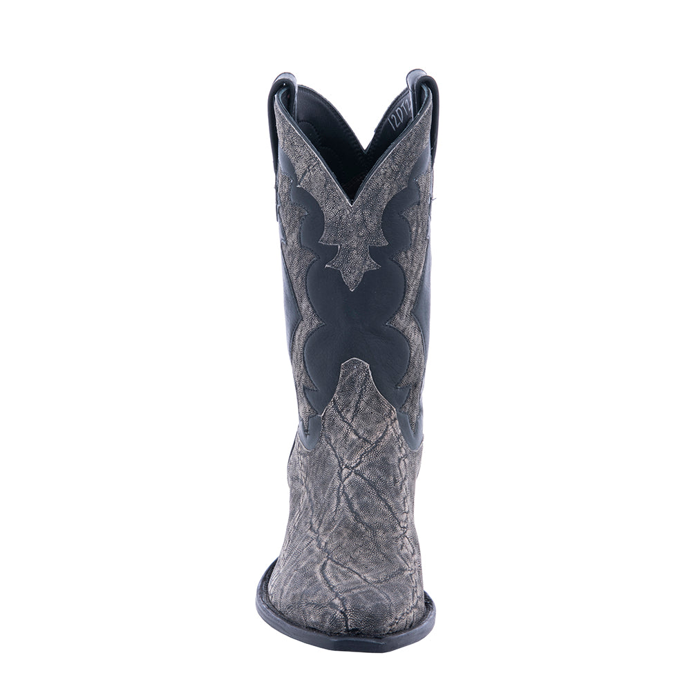 Men's Cowboy 12" Grey Safari Elephant Black Bison GP Inlay