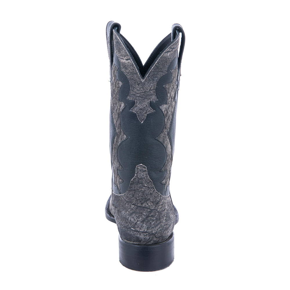 Men's Cowboy 12" Grey Safari Elephant Black Bison GP Inlay