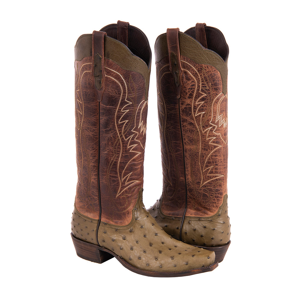 Men's Cowboy 17" Dark Green FQ Ostrich