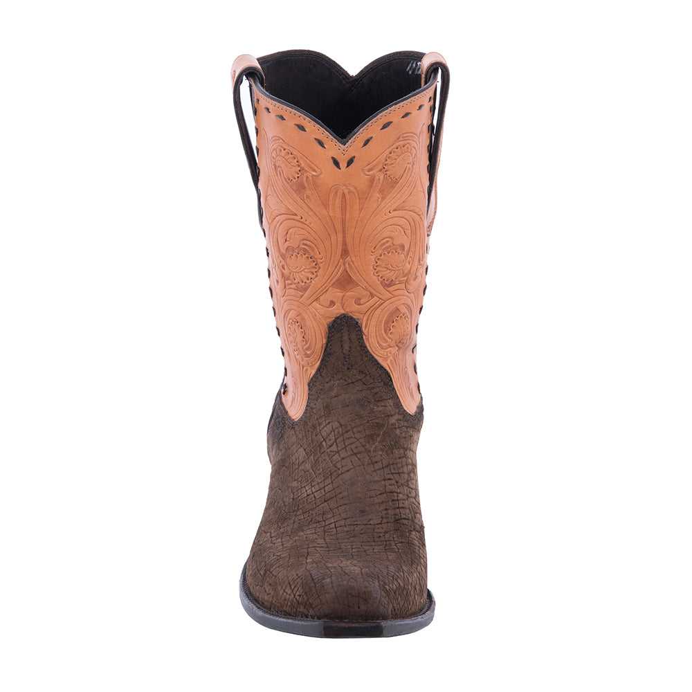 Men's Cowboy 10" CH Hippo Natural Tooled Top Buckstitch