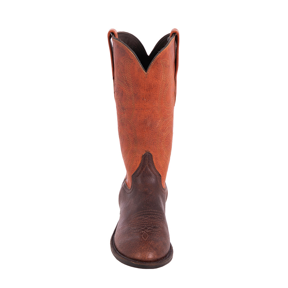 Ladies Roper 12" Mocha Bison Whiskey Top Swan Stitch