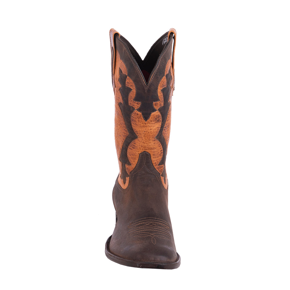 Men's 12" Tobac Goat with Cognac Bison With Tobac Goat Inlay in Upper