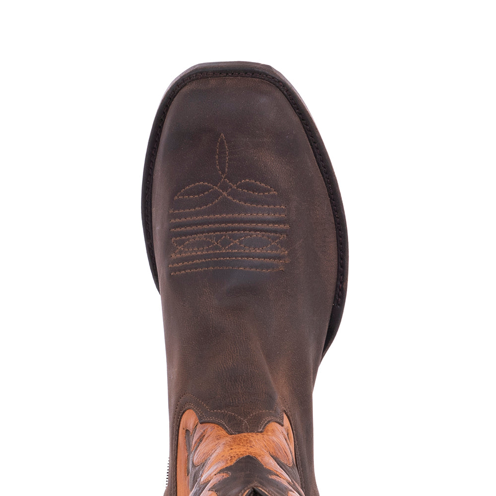 Men's 12" Tobac Goat with Cognac Bison With Tobac Goat Inlay in Upper