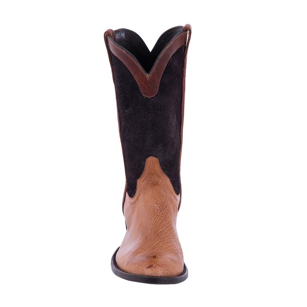 Men's 12" Cowboy Brandy BC Smooth Ostrich Choc Aniline RO