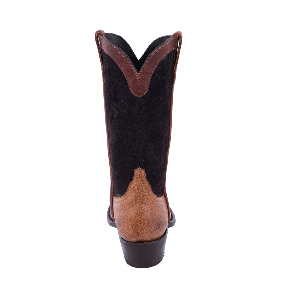 Men's 12" Cowboy Brandy BC Smooth Ostrich Choc Aniline RO