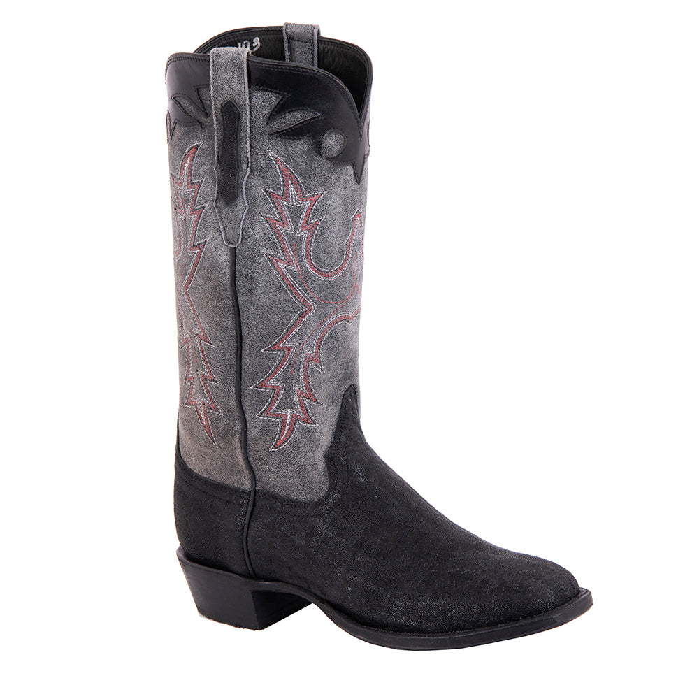 Men's 14" BK Elephant GY Break RD Old Nugget Stitck BK CL Cowboy Boot w/ Mini Vibram
