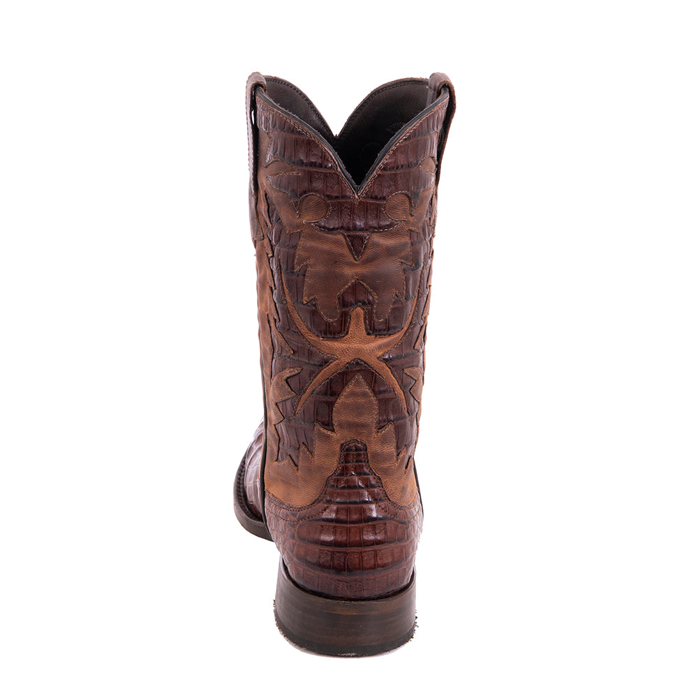 Men's 12" Cigar Caiman Canella Goat Fern Inlay Cowboy Boot