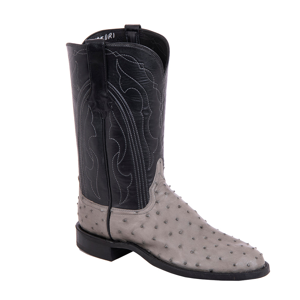 Men's Cowboy 12-2 Grey FQ Ostrich/Black Goat