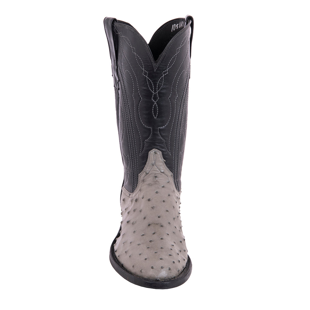 Men's Cowboy 12-2 Grey FQ Ostrich/Black Goat