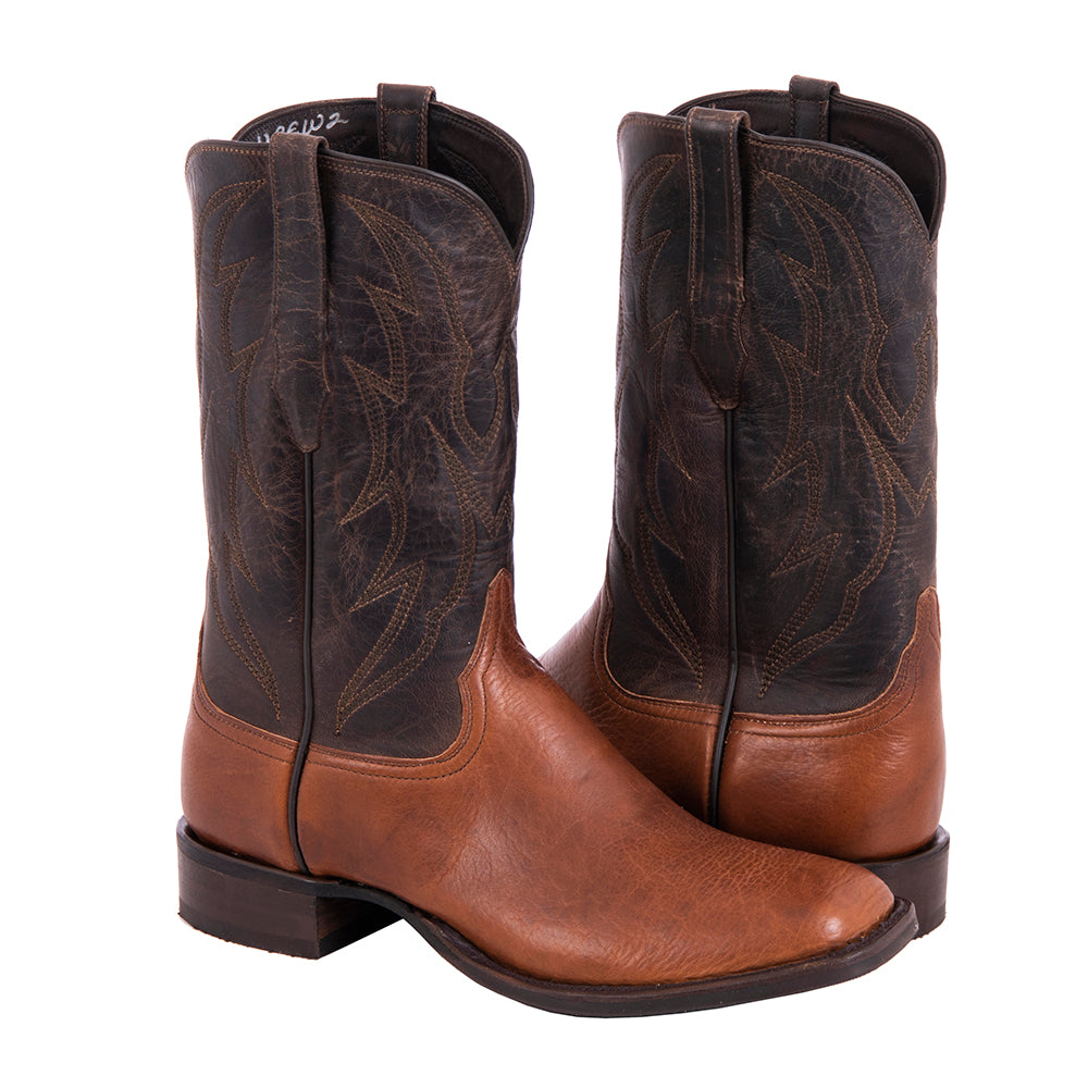 Mens Cowboy 12-2 Cognac Bison/Tobac Goat Crown Stitch MV Sole