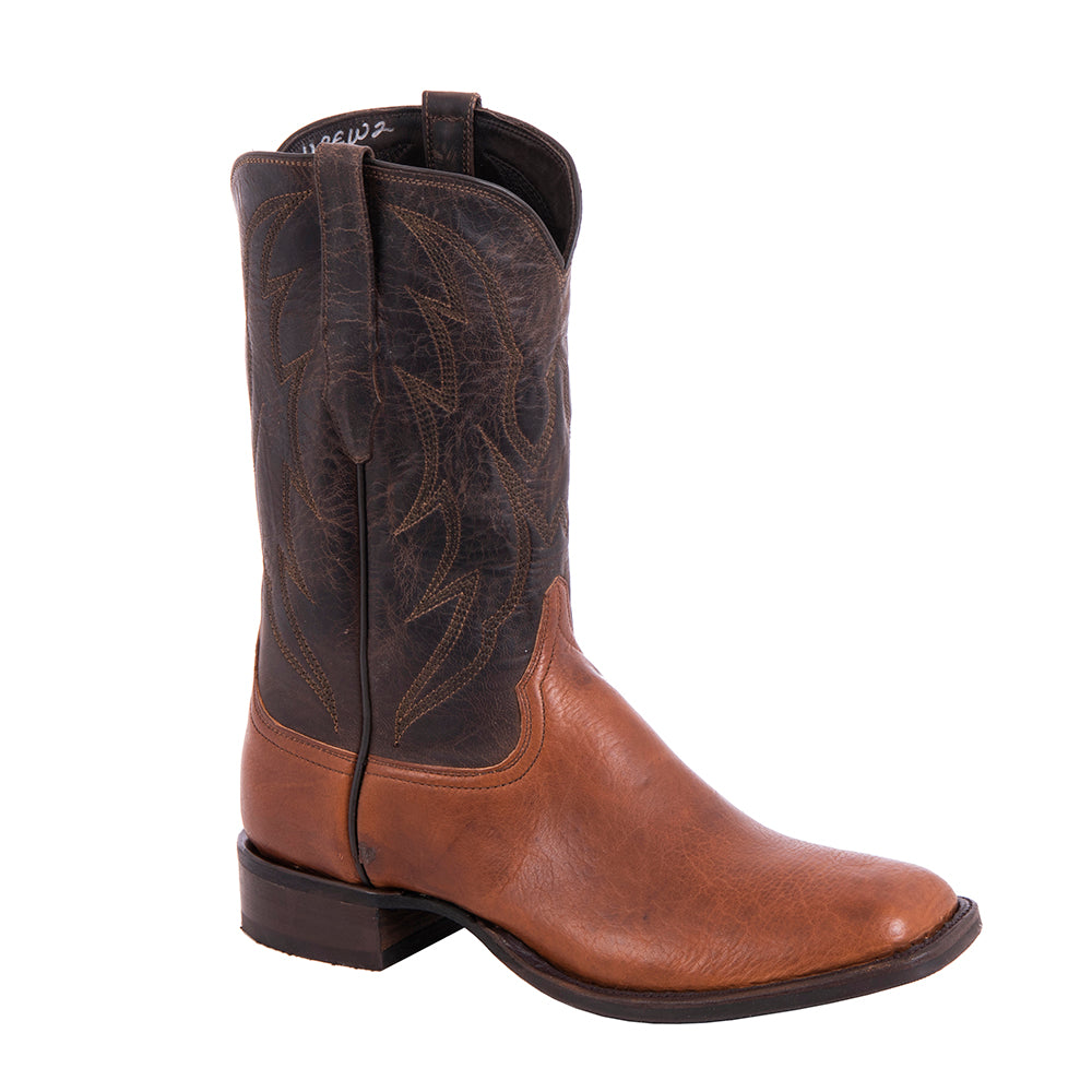 Mens Cowboy 12-2 Cognac Bison/Tobac Goat Crown Stitch MV Sole