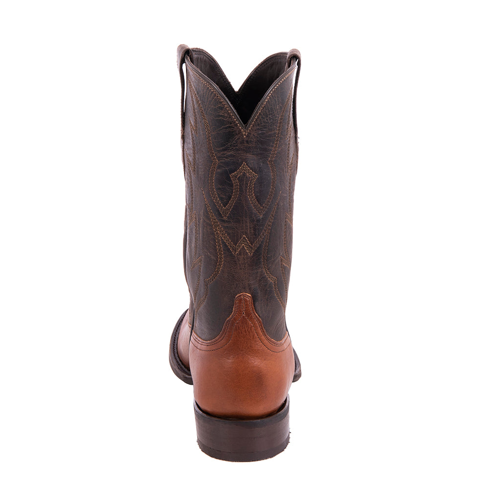 Mens Cowboy 12-2 Cognac Bison/Tobac Goat Crown Stitch MV Sole
