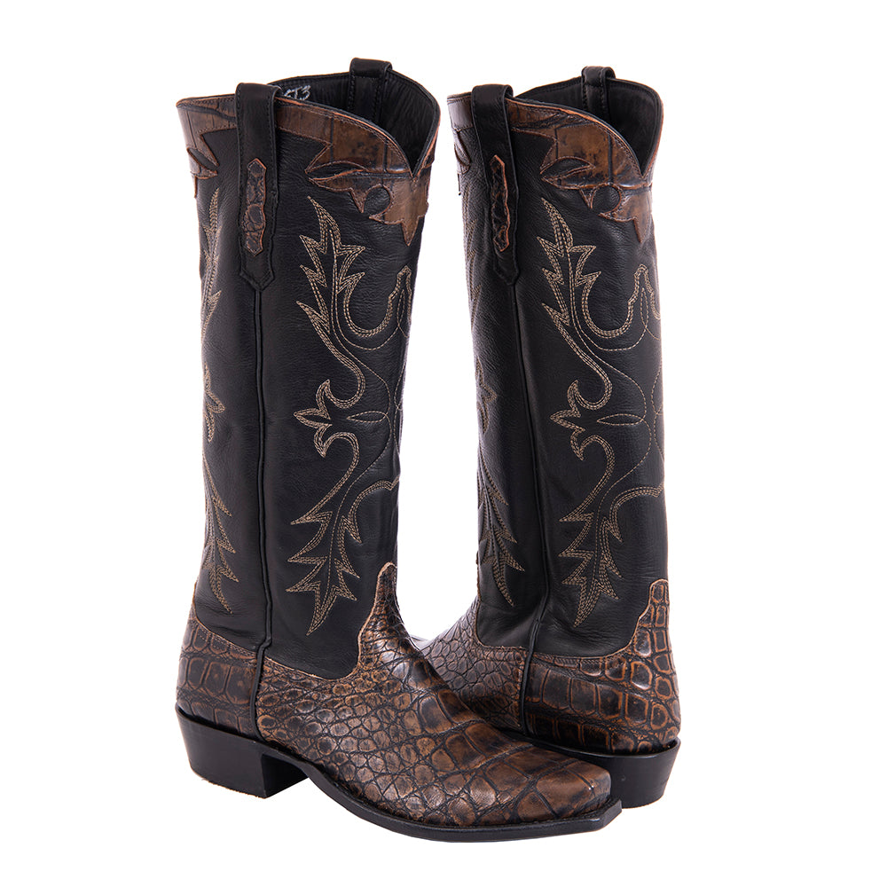 Men's Cowboy 17-2 Whiskey Antique DF Alligator/Black Analine