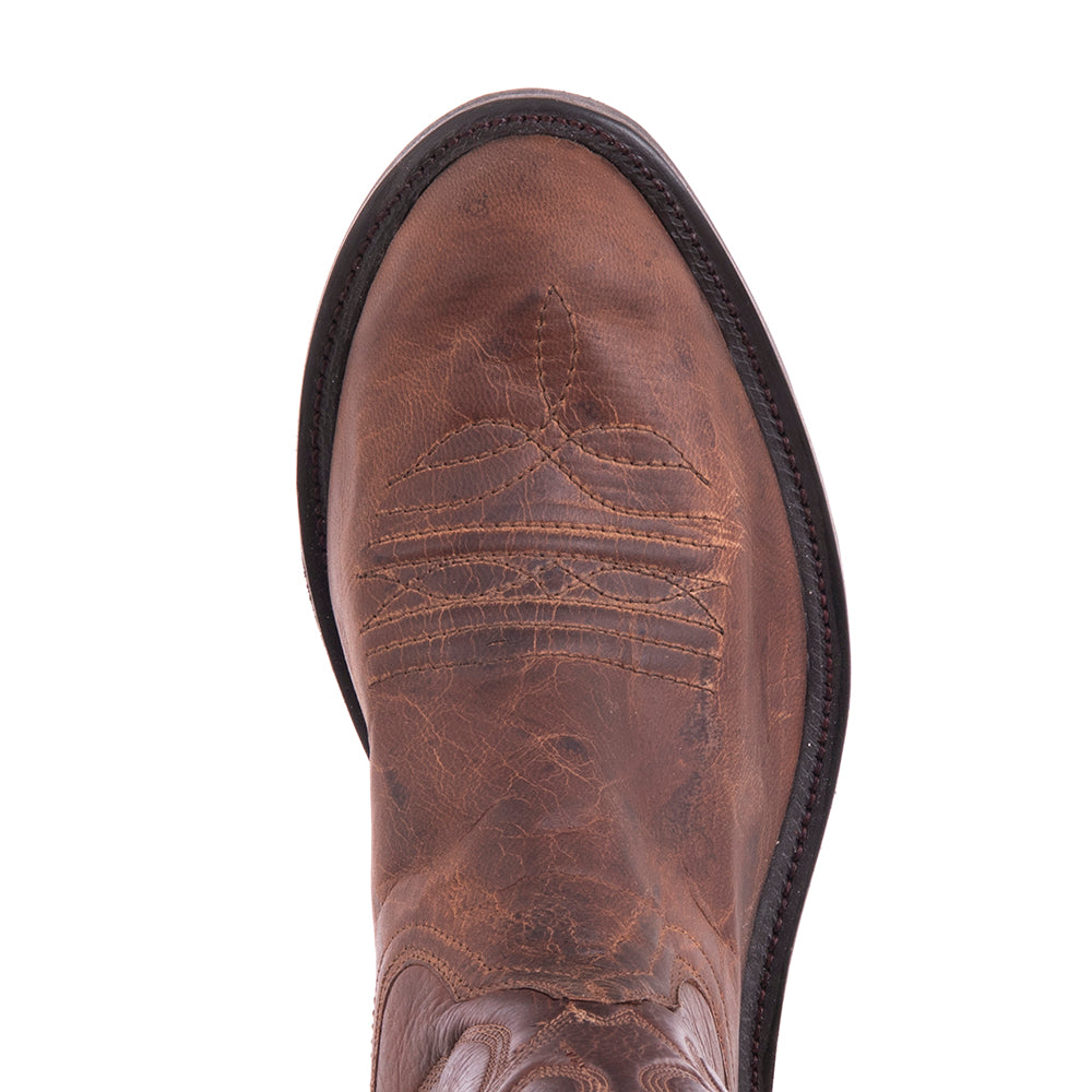 Men's Roper 10-2 Canella Goat Mocha Bison Crown Stitch w/Initials