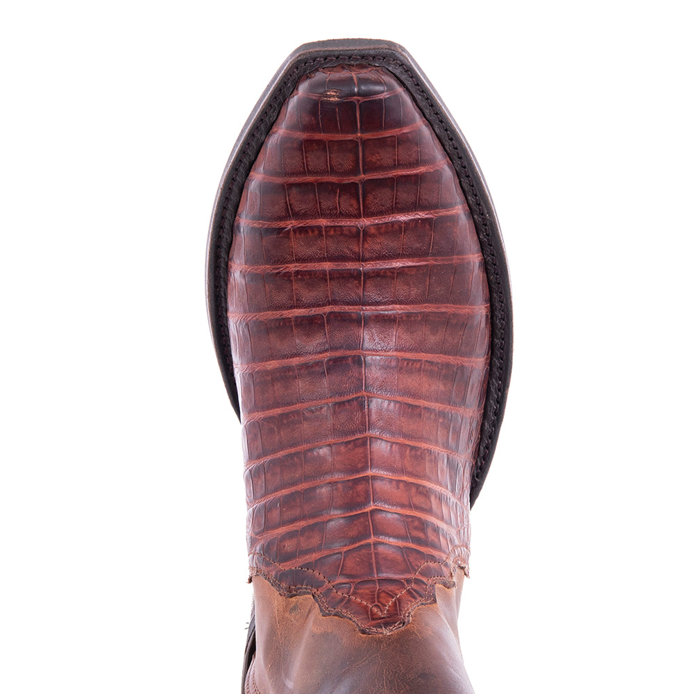 Men's Short Zip Raisin Belly Croc Canella Goat Boot with Mini Vibram Sole