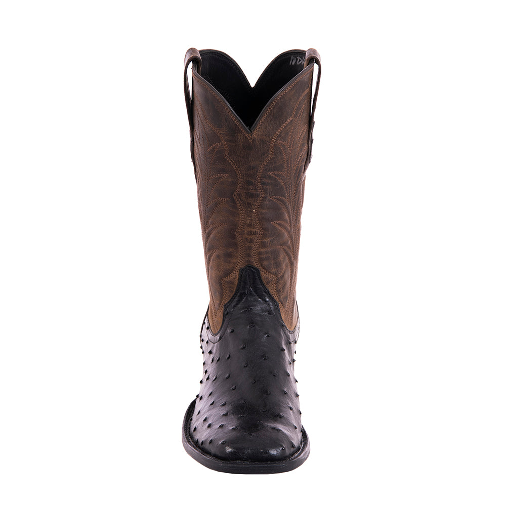 Mens Cowboy 12-2 Black FQ Ostrich/Tobac Goat Winn Stitch