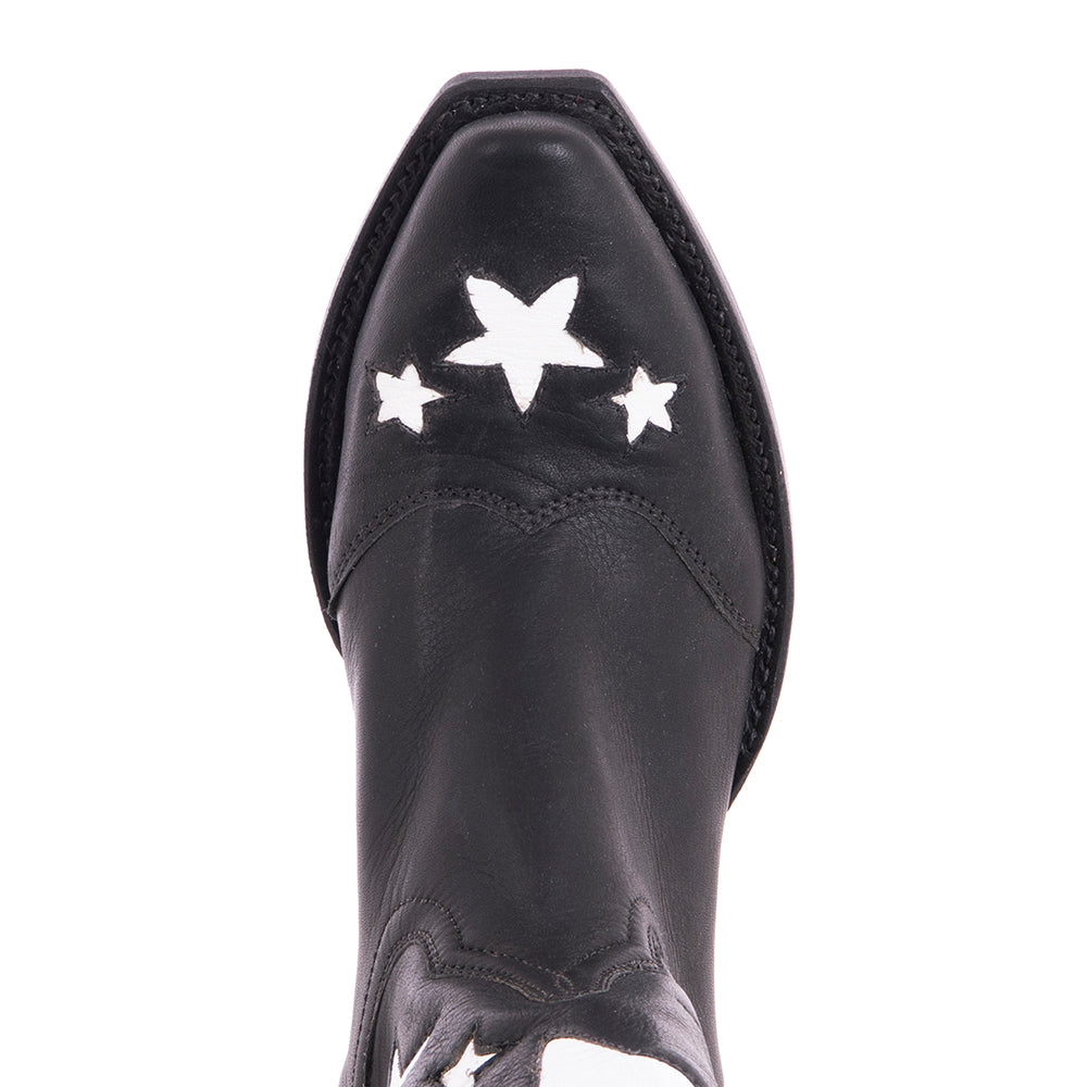Ladies Cowboy 13-2 Black Aniline w/Stars WT, HF, Collar