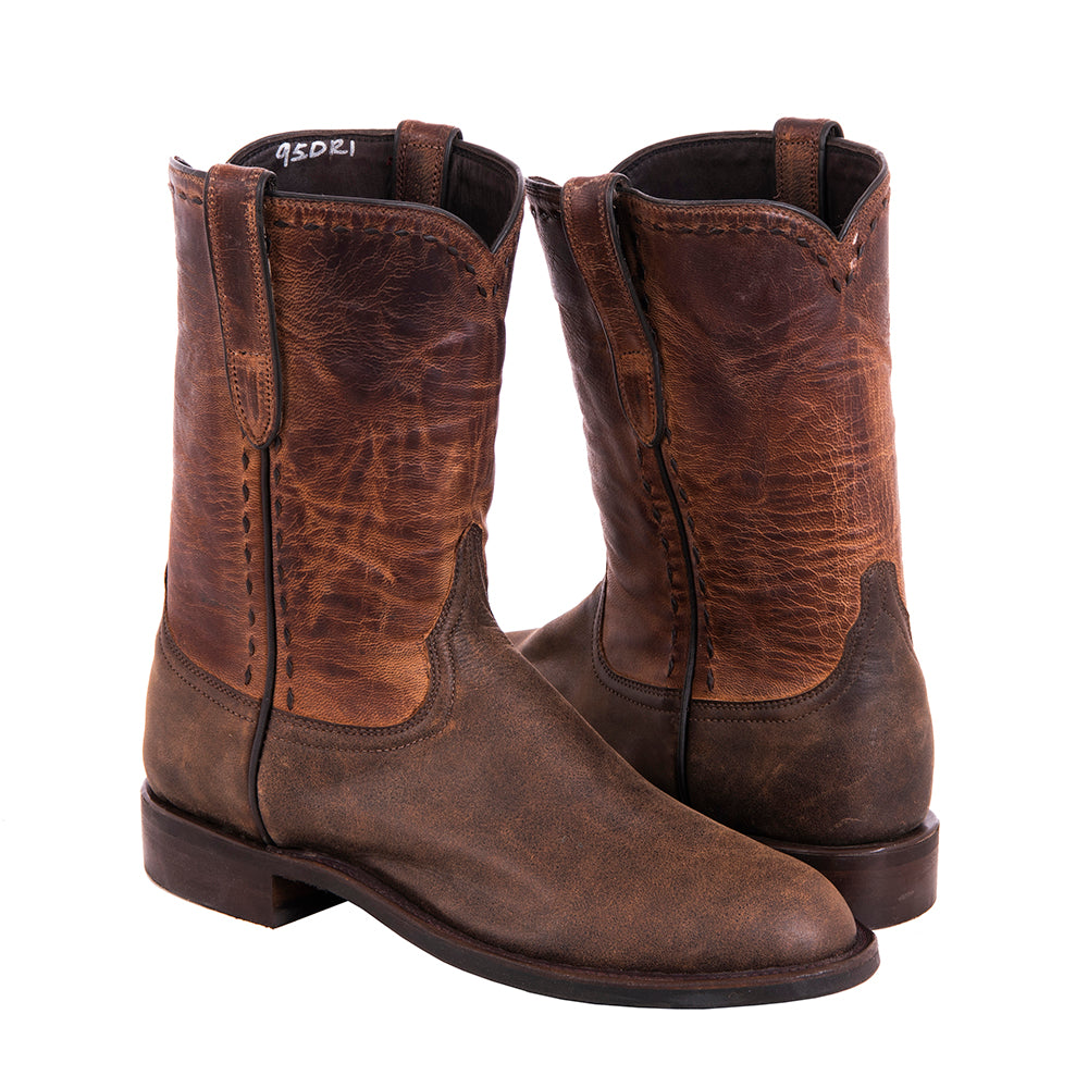 Men's Roper 10-1Brown Bomber/Canella Goat CH Buckstitch MV Sole