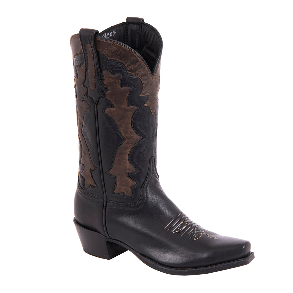 Ladies Cowboy 12-2.5 Black Analine GP w/Tobac Inlay