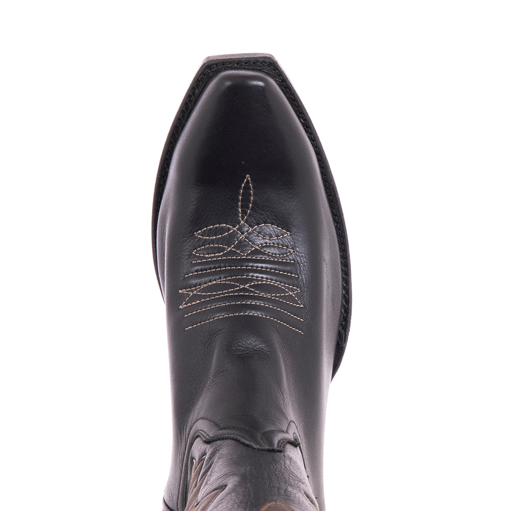 Ladies Cowboy 12-2.5 Black Analine GP w/Tobac Inlay