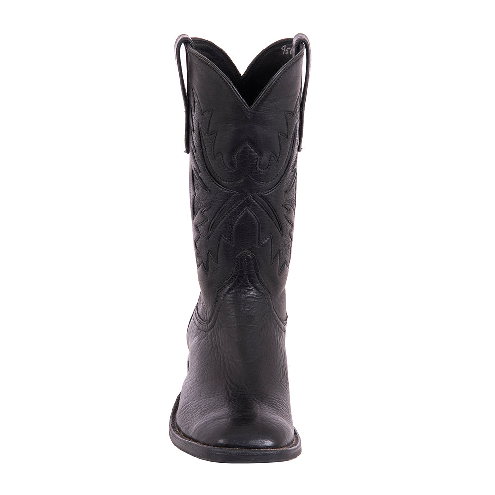 Mens Cowboy 12-2 Black Bison/Black Aniline Fern Inlay MV Sole