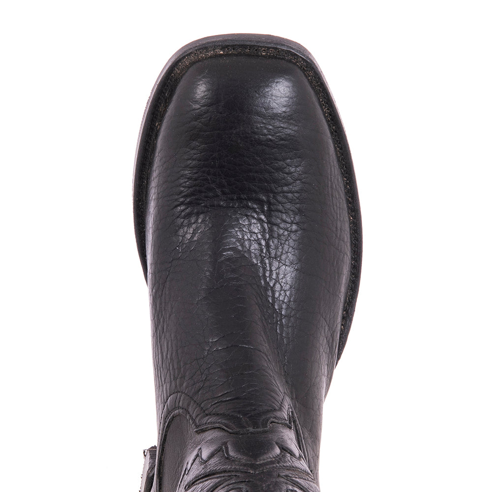 Mens Cowboy 12-2 Black Bison/Black Aniline Fern Inlay MV Sole