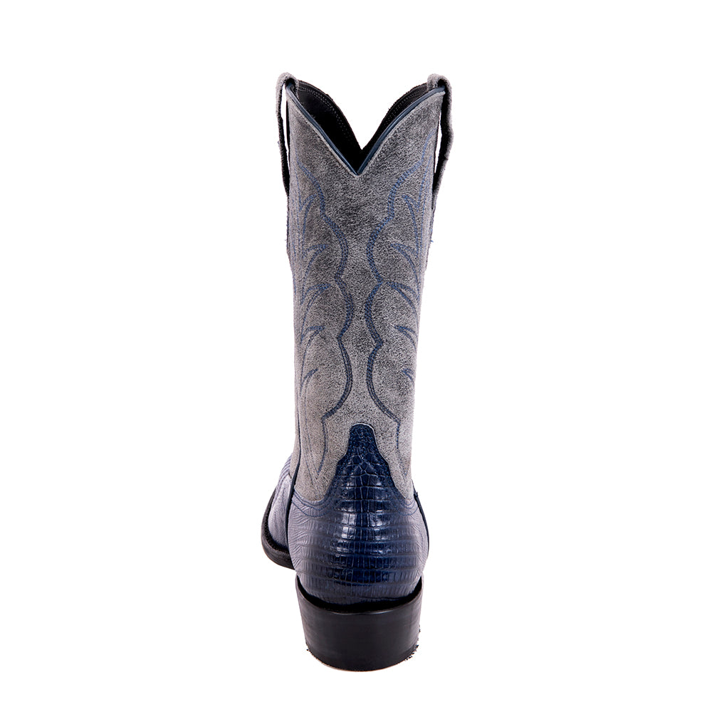 Men's Cowboy 12-2 Navy Teju Lizard/Grey Break Goat Winn Stitch
