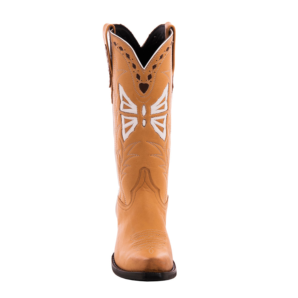 Ladies Cowboy 12-2 Pearwood Kidskin Butterfly Inlay Mini Vibram