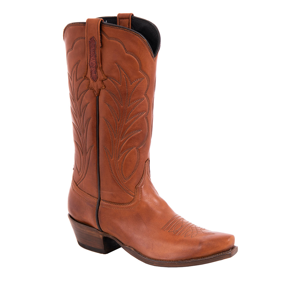 Ladies Cowboy 13-2 British Tan Aniline Burnished Winn Stitch Toe Bug