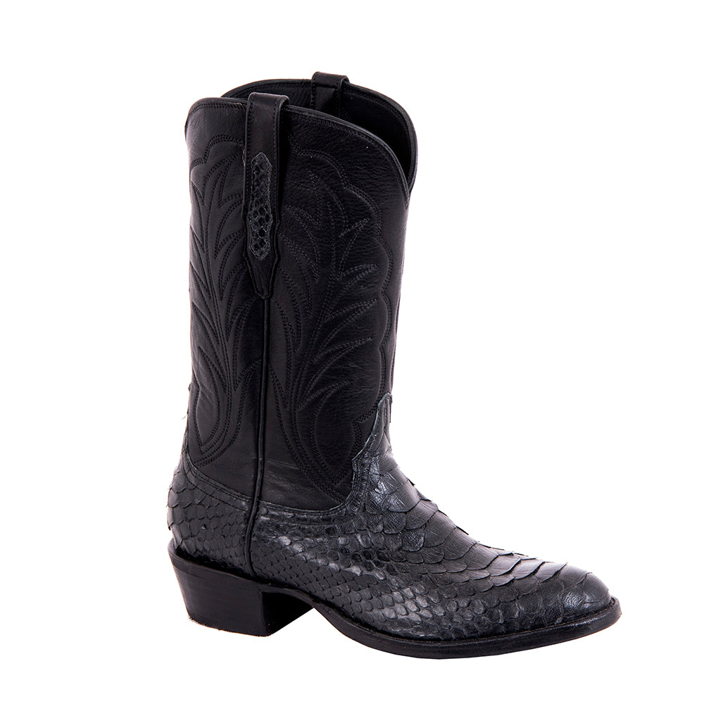 Men's Cowboy 12-2 Black Python/Black Aniline Winn Stitch Mini Vibram