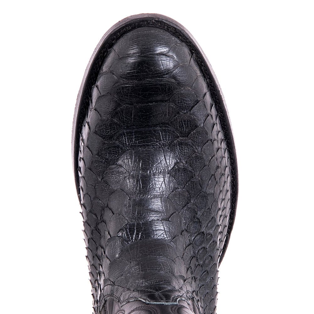 Men's Cowboy 12-2 Black Python/Black Aniline Winn Stitch Mini Vibram