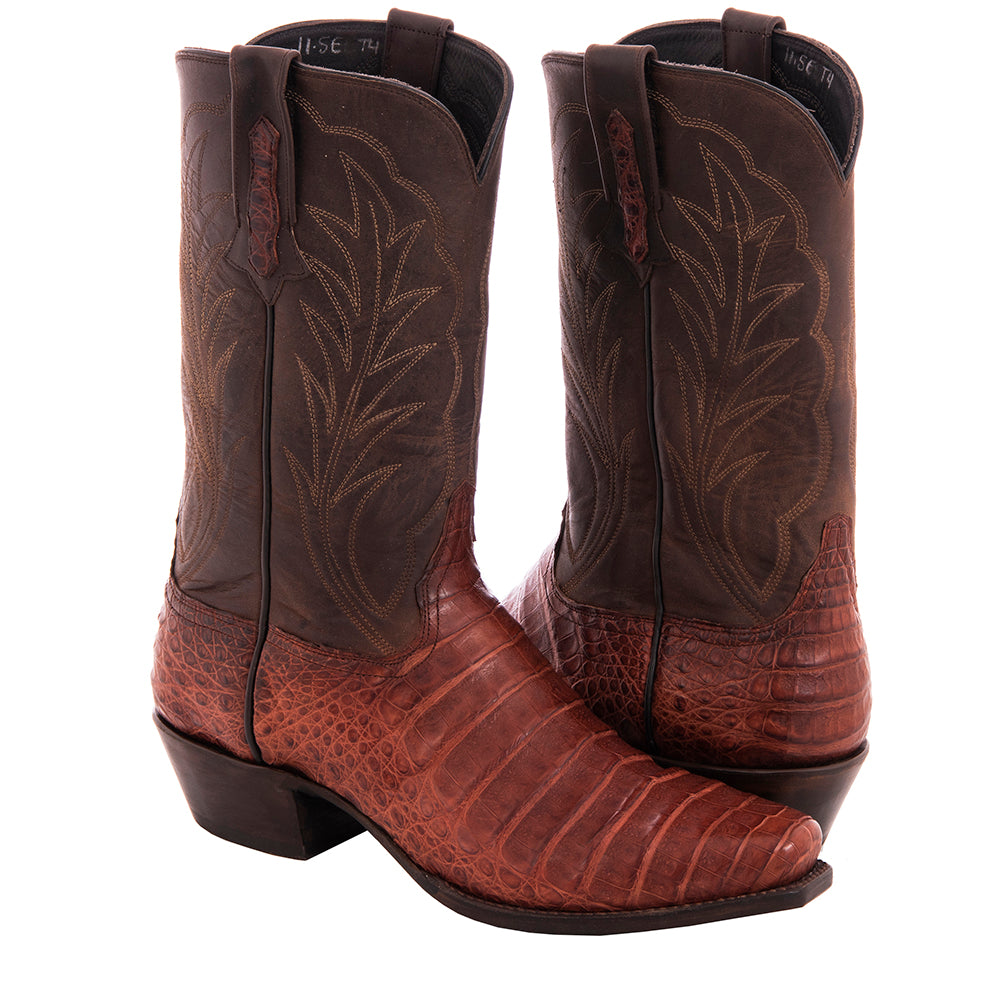 Men's Cowboy 12-2 Raisin Caiman Croc/Canella Goat Winn Stitch