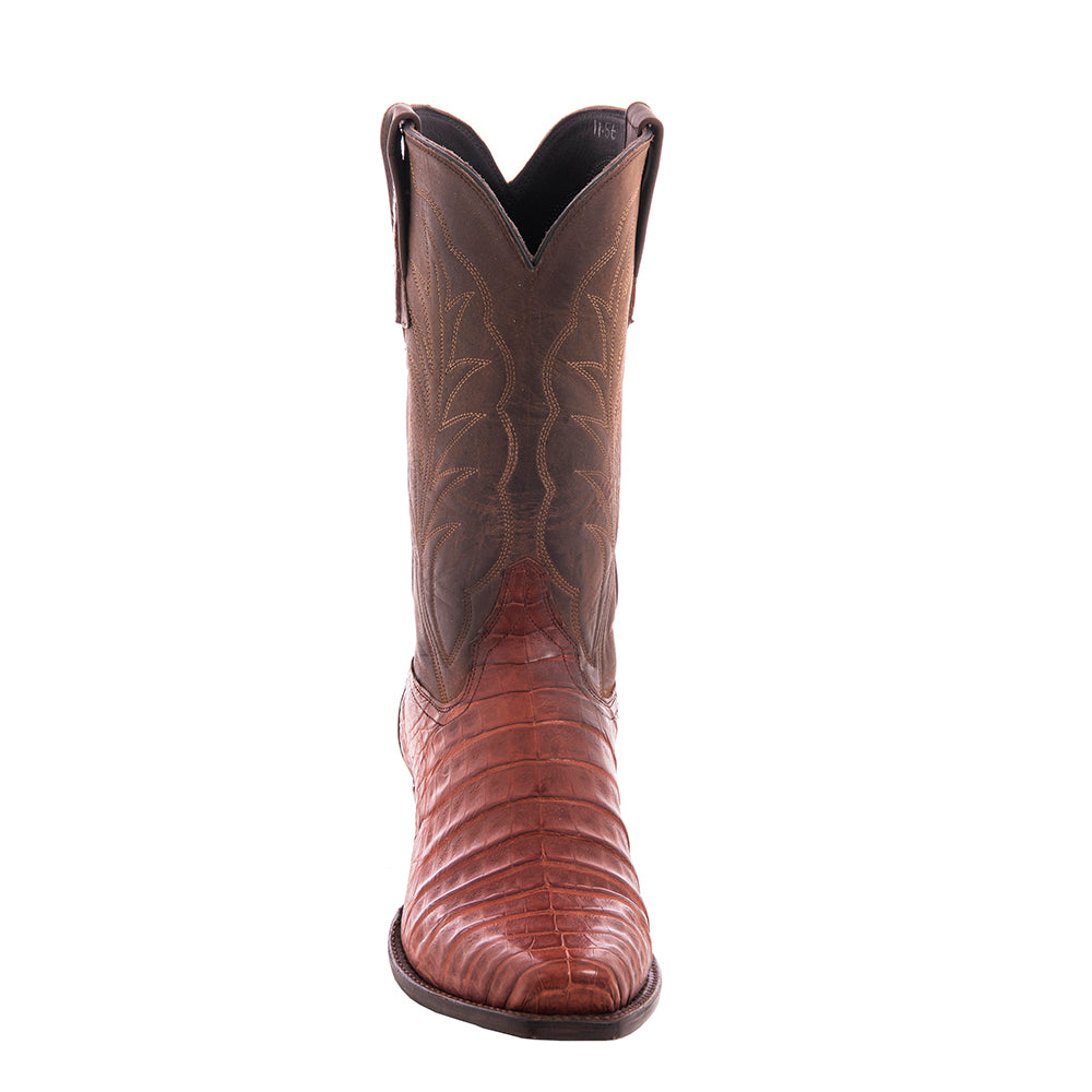 Men's Cowboy 12-2 Raisin Caiman Croc/Canella Goat Winn Stitch