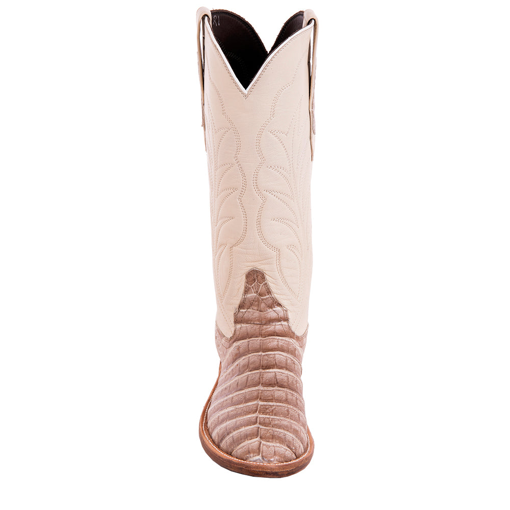 Ladies Roper 13-2 Dark Natural Caiman/Bone Kidskin Winn Stitch