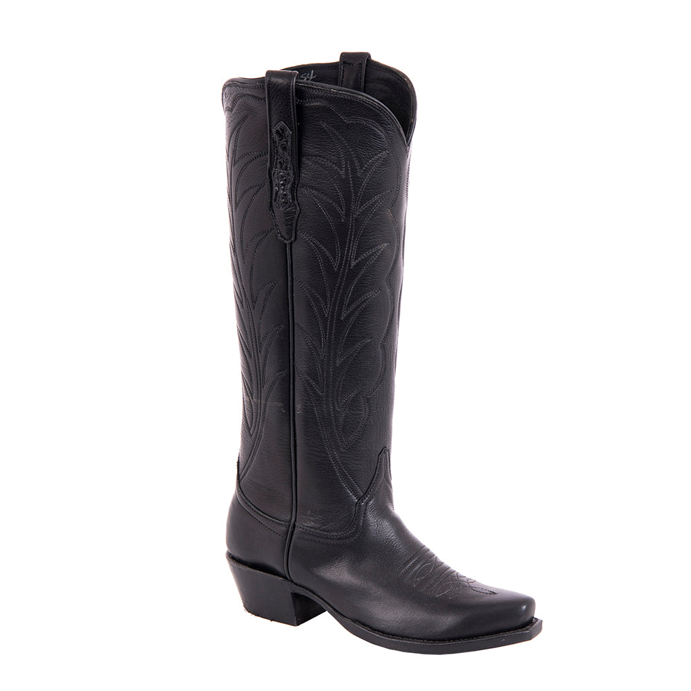 Ladies Cowboy 16-2 Black Aniline Winn Stitch
