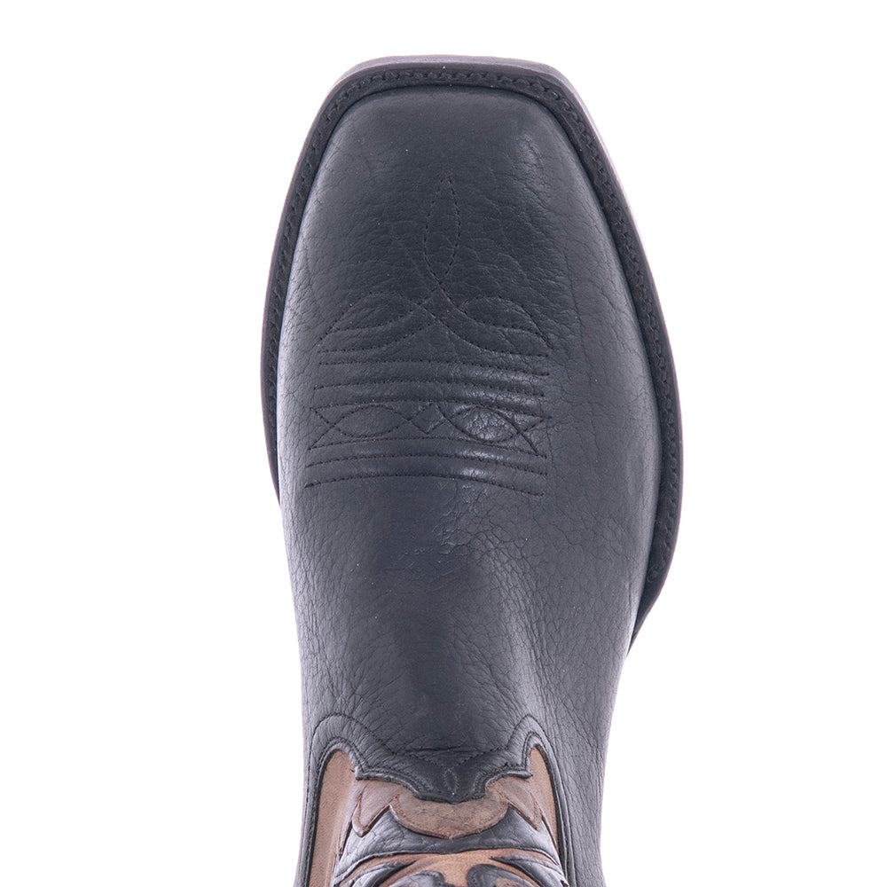 Men's Cowboy 12-2 Black Bison/Canella Goat Fern Inlay Toe Bug Spur Lip
