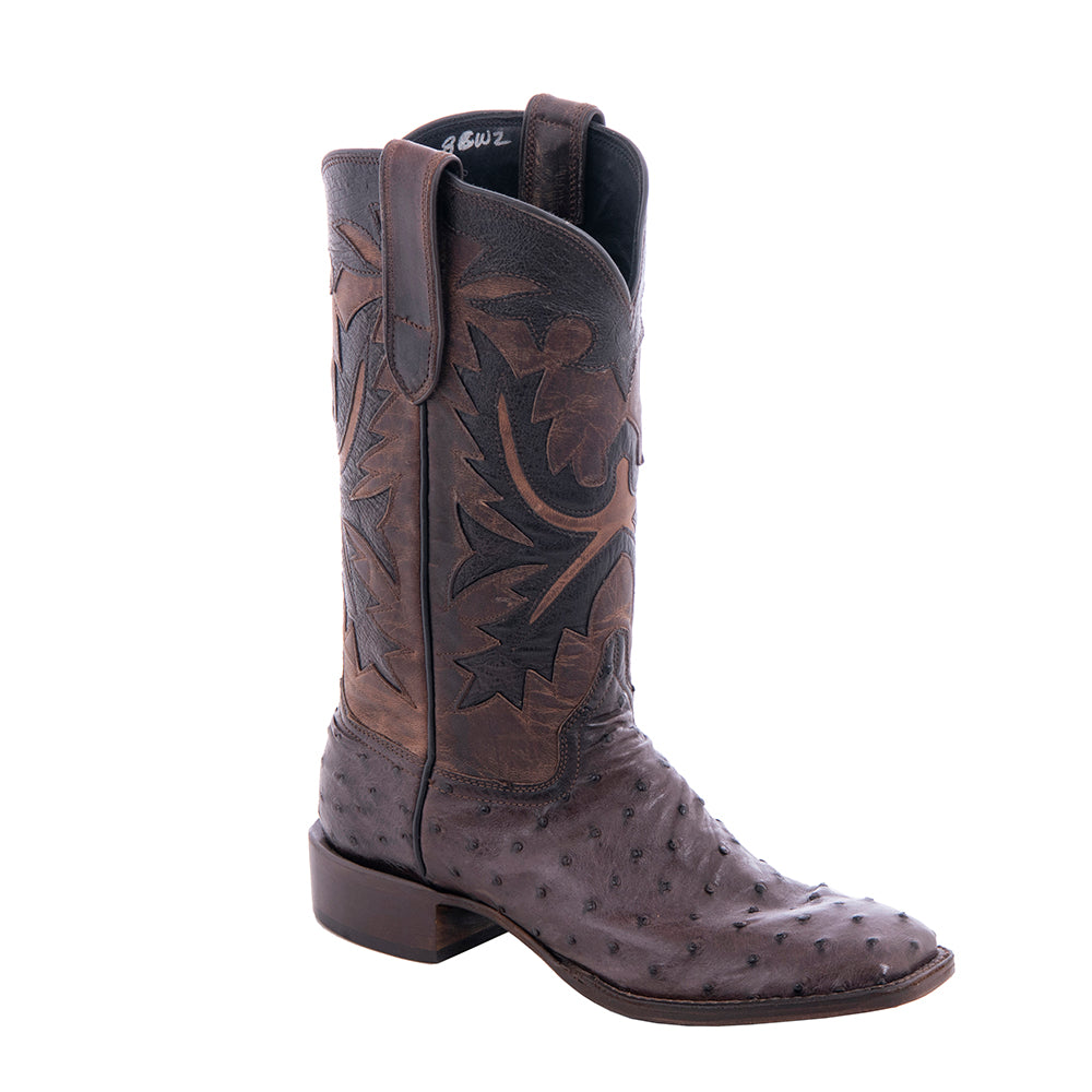 Ladies Cowboy 12-2 Nicotine CC FQ Ostrich/Canella Goat Fern Inlay Spur Lip