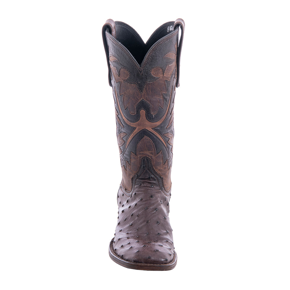 Ladies Cowboy 12-2 Nicotine CC FQ Ostrich/Canella Goat Fern Inlay Spur Lip