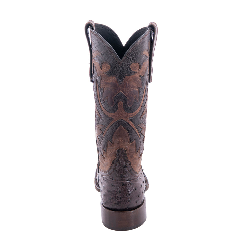 Ladies Cowboy 12-2 Nicotine CC FQ Ostrich/Canella Goat Fern Inlay Spur Lip